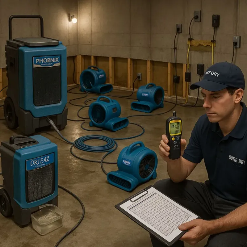 Structural Drying and Dehumidification process in Framingham, MA